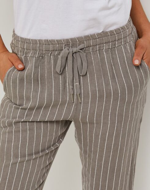 Marie taupe broek van 100% linnen