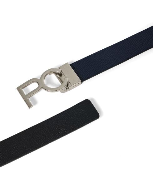 Ceinture 100% Cuir Bennet noir/navy