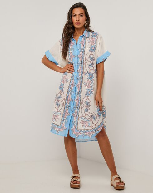 Robe en Lin mélangé Sissi bleu ciel