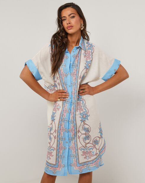 Robe en Lin mélangé Sissi bleu ciel