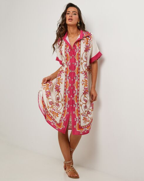 Robe en Lin mélangé Sissi fuchsia