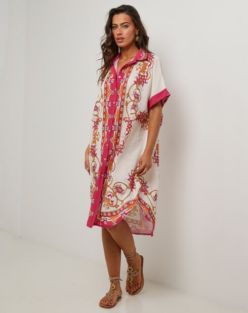 Robe en Lin mélangé Sissi fuchsia