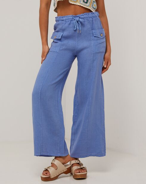 Pantalon 100% Lin Adeline bleu indigo