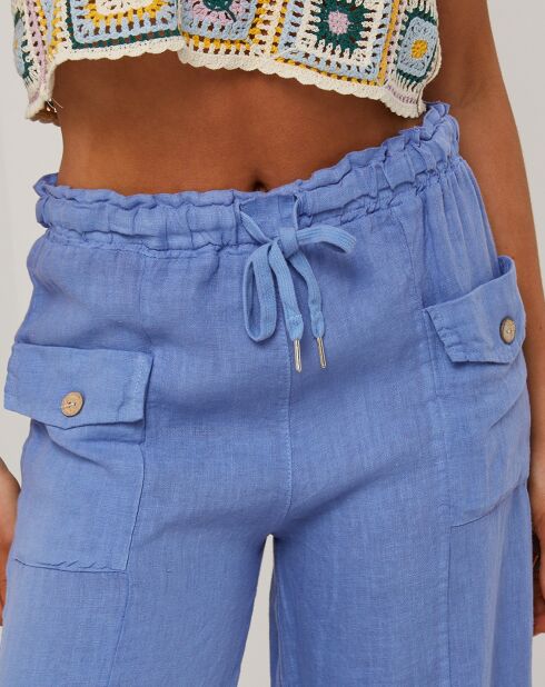 Pantalon 100% Lin Adeline bleu indigo