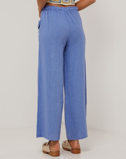 Pantalon 100% Lin Adeline bleu indigo