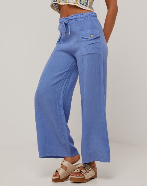 Pantalon 100% Lin Adeline bleu indigo