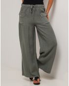 Pantalon 100% Lin Adeline vert kaki