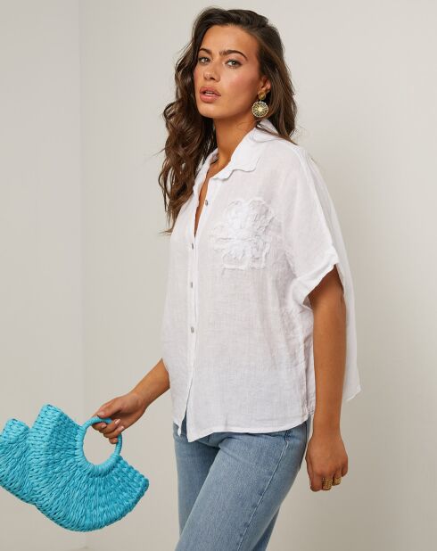 Tunique 100% Lin Rosa blanche