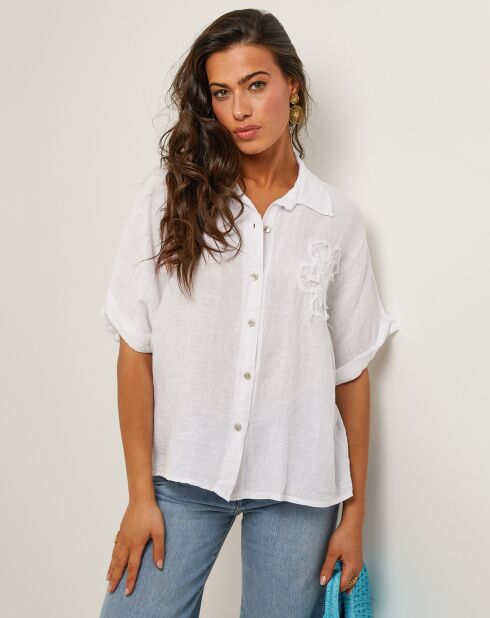 Tunique 100% Lin Rosa blanche