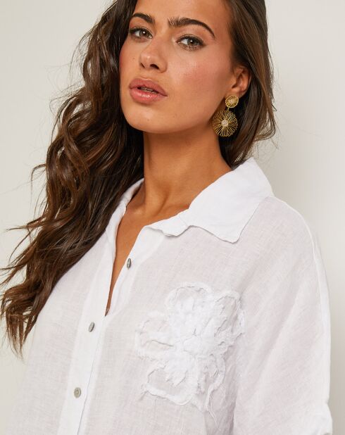 Tunique 100% Lin Rosa blanche