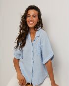 Tunique 100% Lin Rosa bleu ciel