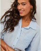 Tunique 100% Lin Rosa bleu ciel