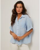 Tunique 100% Lin Rosa bleu ciel