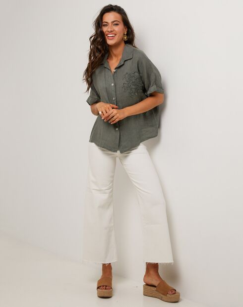 100% linnen Rosa kakigroene tuniek