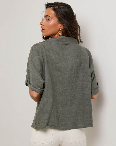 100% linnen Rosa kakigroene tuniek