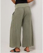 Pantalon 100% Lin Capucine vert kaki