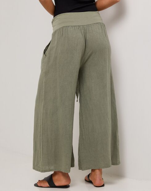 Pantalon 100% Lin Capucine vert kaki