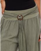 Pantalon 100% Lin Capucine vert kaki