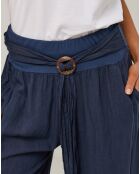 Pantalon 100% Lin Capucine bleu marine