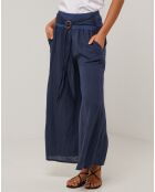 Pantalon 100% Lin Capucine bleu marine