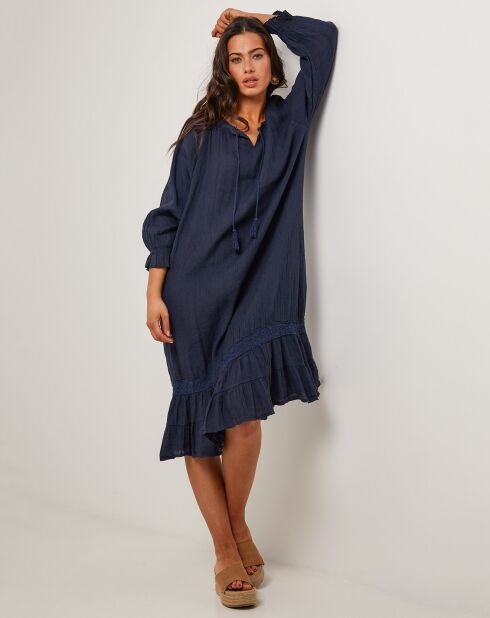 Robe 100% Lin Lou bleu marine