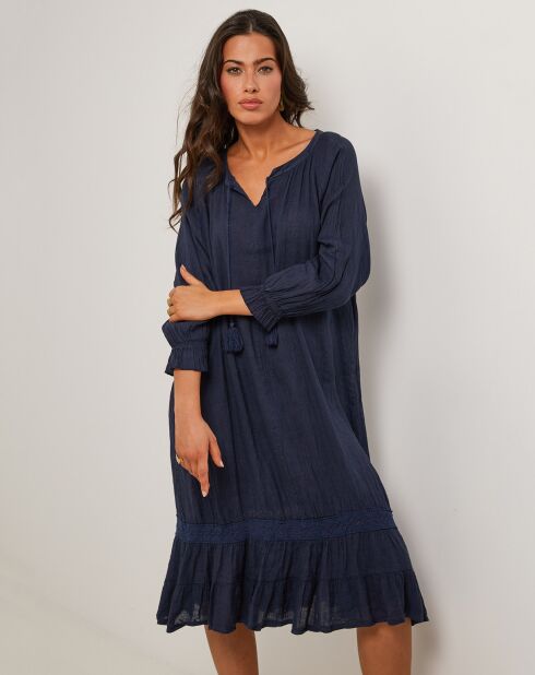 Robe 100% Lin Lou bleu marine