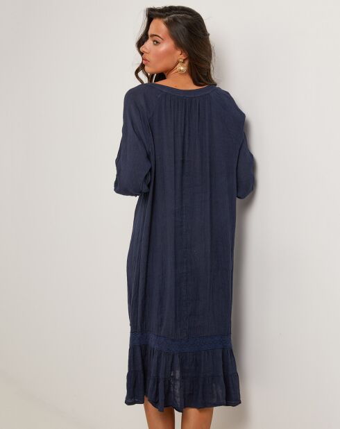 Robe 100% Lin Lou bleu marine