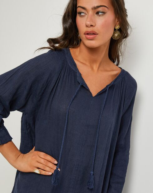 Robe 100% Lin Lou bleu marine