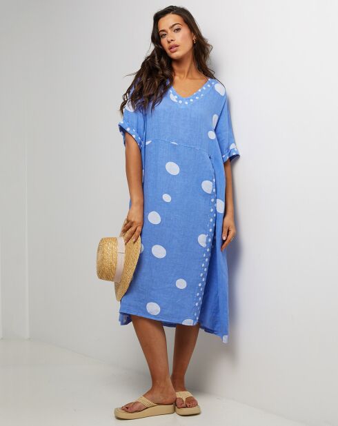 Robe 100% Lin Coline bleu indigo