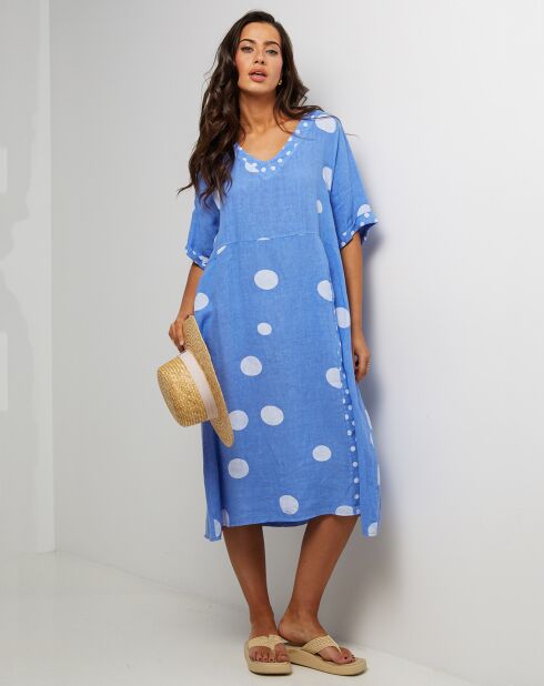 Robe 100% Lin Coline bleu indigo
