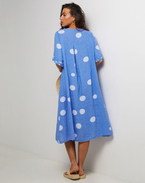 Robe 100% Lin Coline bleu indigo