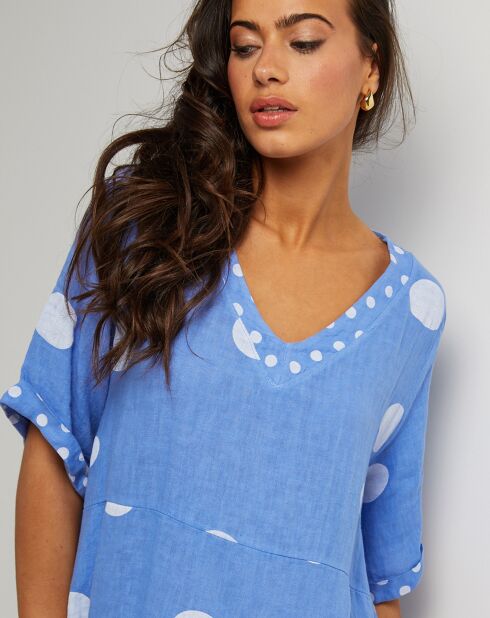 Robe 100% Lin Coline bleu indigo
