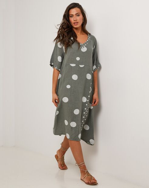 Robe 100% Lin Coline vert kaki