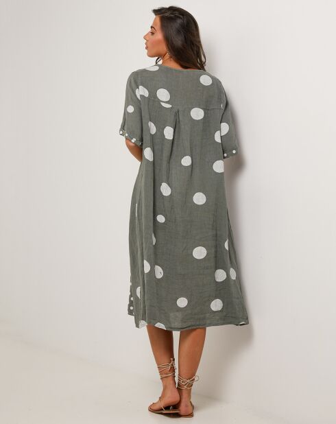 Robe 100% Lin Coline vert kaki