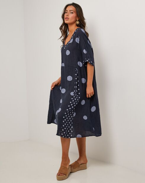 Robe 100% Lin Coline bleu marine