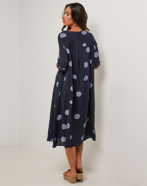 Robe 100% Lin Coline bleu marine