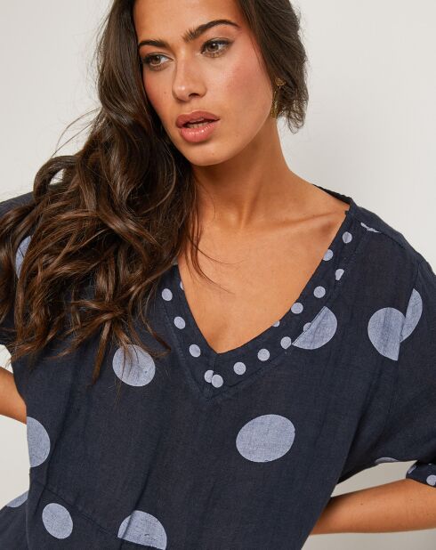 Robe 100% Lin Coline bleu marine