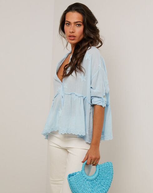 Chemise 100% Lin Jade bleu ciel