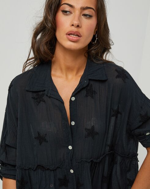 Zwart overhemd van 100% linnen Jade