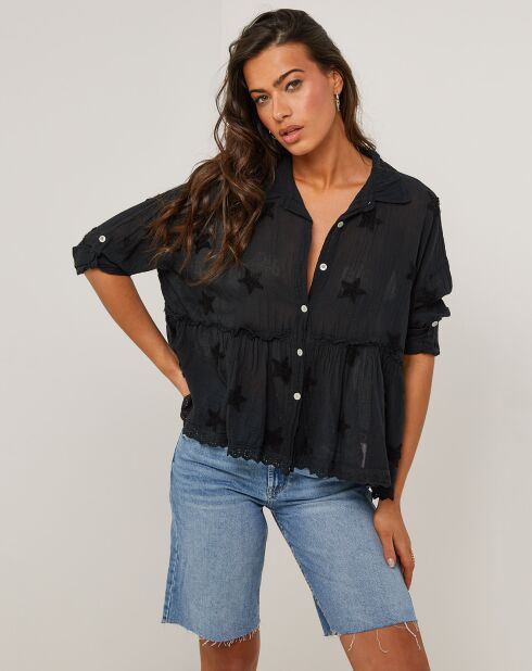 Zwart overhemd van 100% linnen Jade