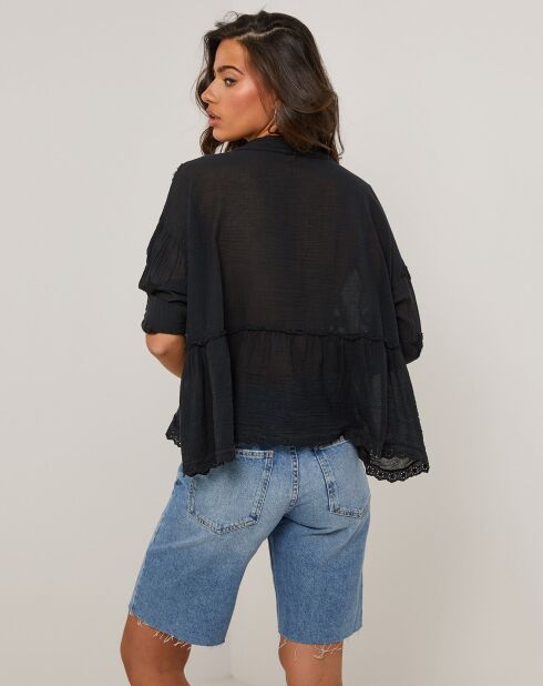 Zwart overhemd van 100% linnen Jade