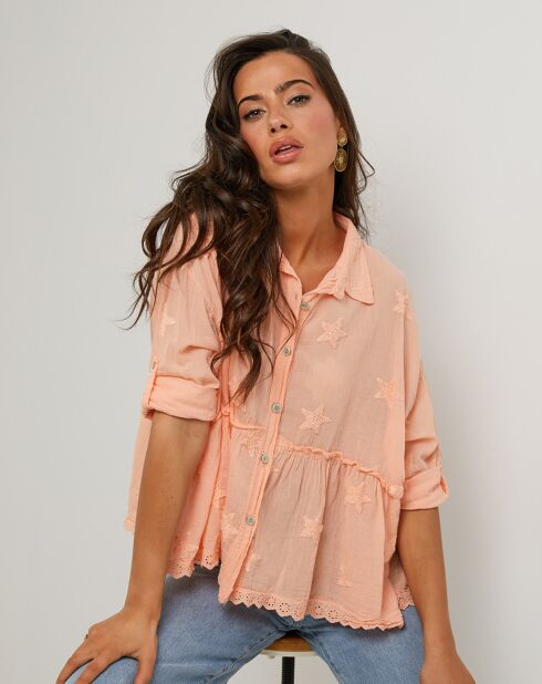 Orange Jadehemd aus 100% Leinen