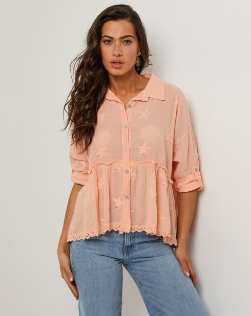 Orange Jadehemd aus 100% Leinen