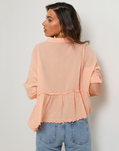 Orange Jadehemd aus 100% Leinen