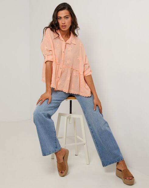 Orange Jadehemd aus 100% Leinen