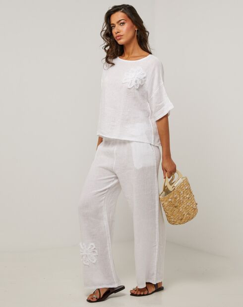 Witte broek van 100% linnen Amanda