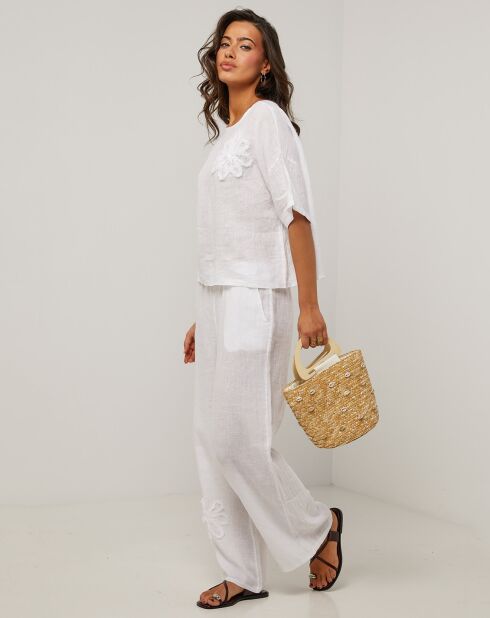 Witte broek van 100% linnen Amanda