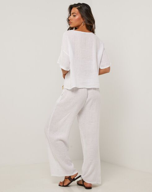 Witte broek van 100% linnen Amanda