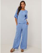 Pantalon 100% Lin Amanda bleu indigo
