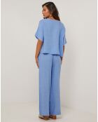 Pantalon 100% Lin Amanda bleu indigo
